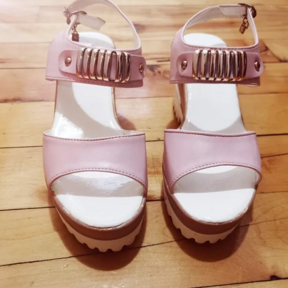 Light Pink heels heeled sandals platform - Picture 6 of 7